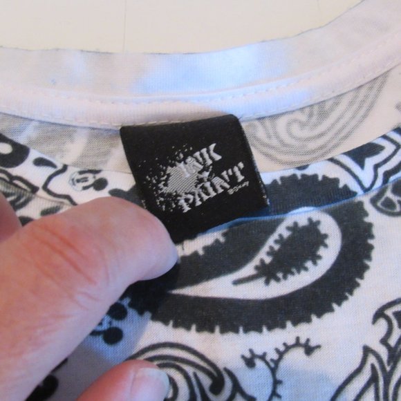 Vtg Disney Mickey Mouse T-Shirt Ink and Paint All Over Print Paisley 90's Size 4 - Picture 4 of 4